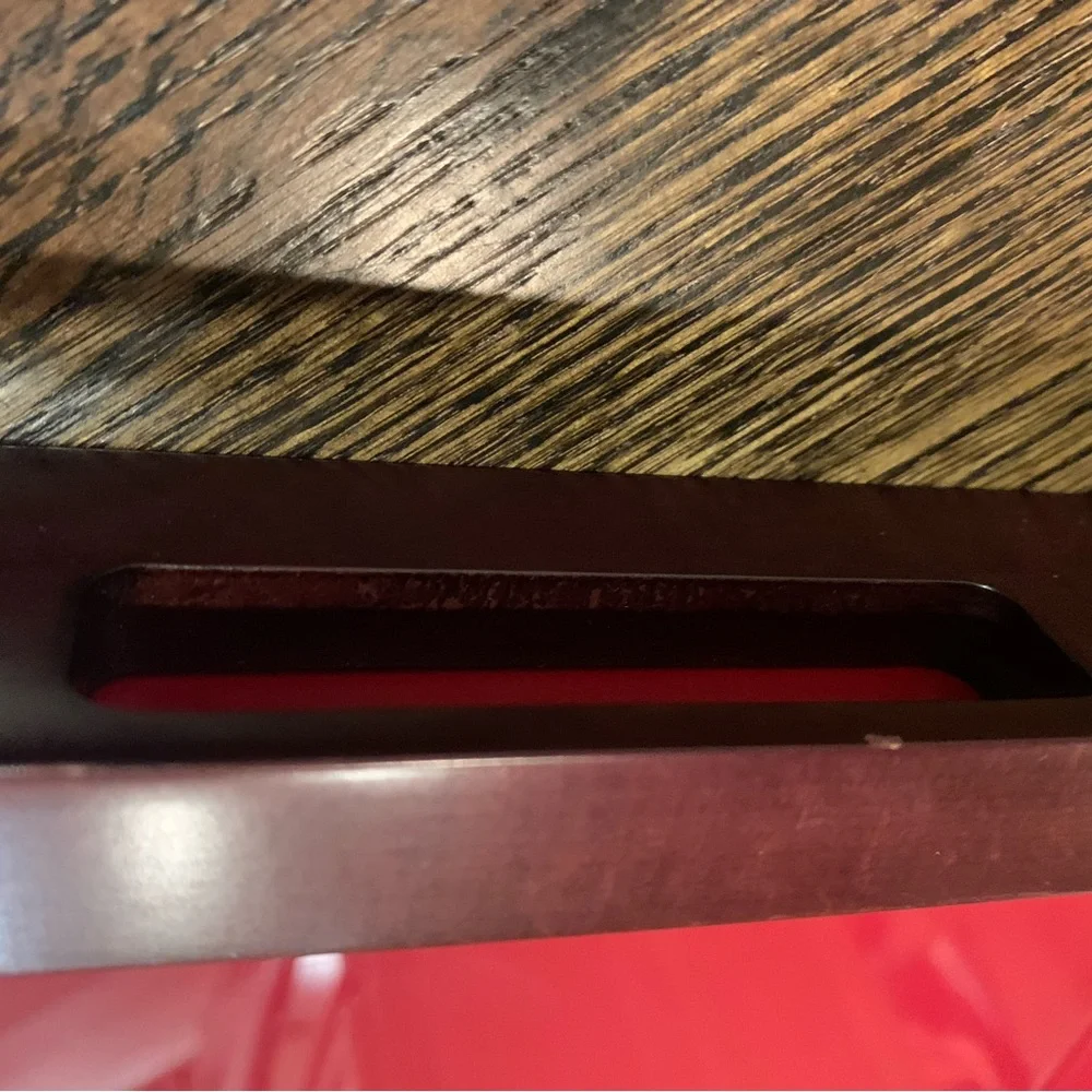 Crate & Barrel Wood and Red Decorative Tray